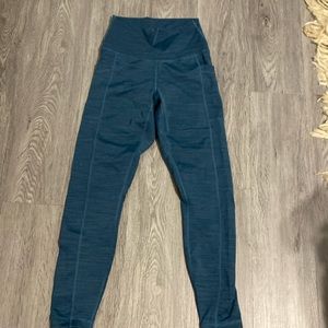 Blue Ribbed Leggings